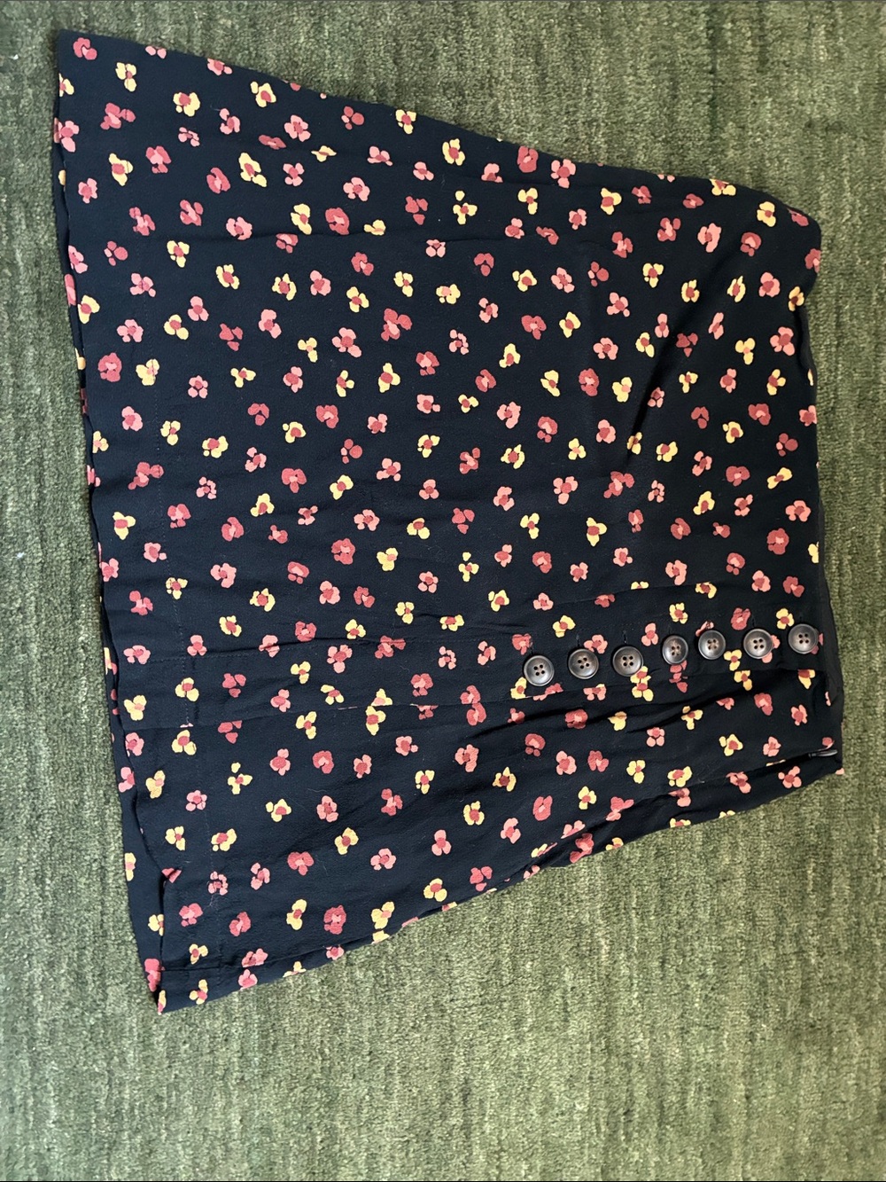 Madewell Black Floral Button-Detail Skirt